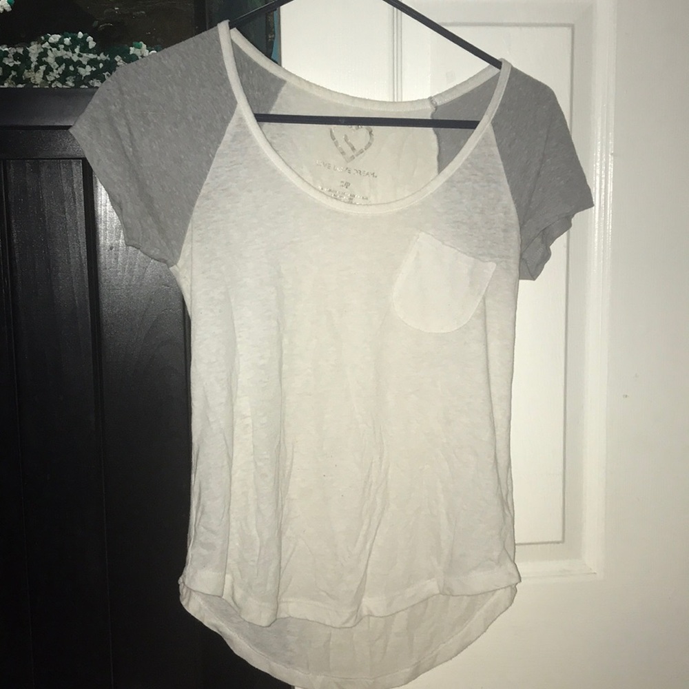 White and Gray Short Sleeved Baseball Tee